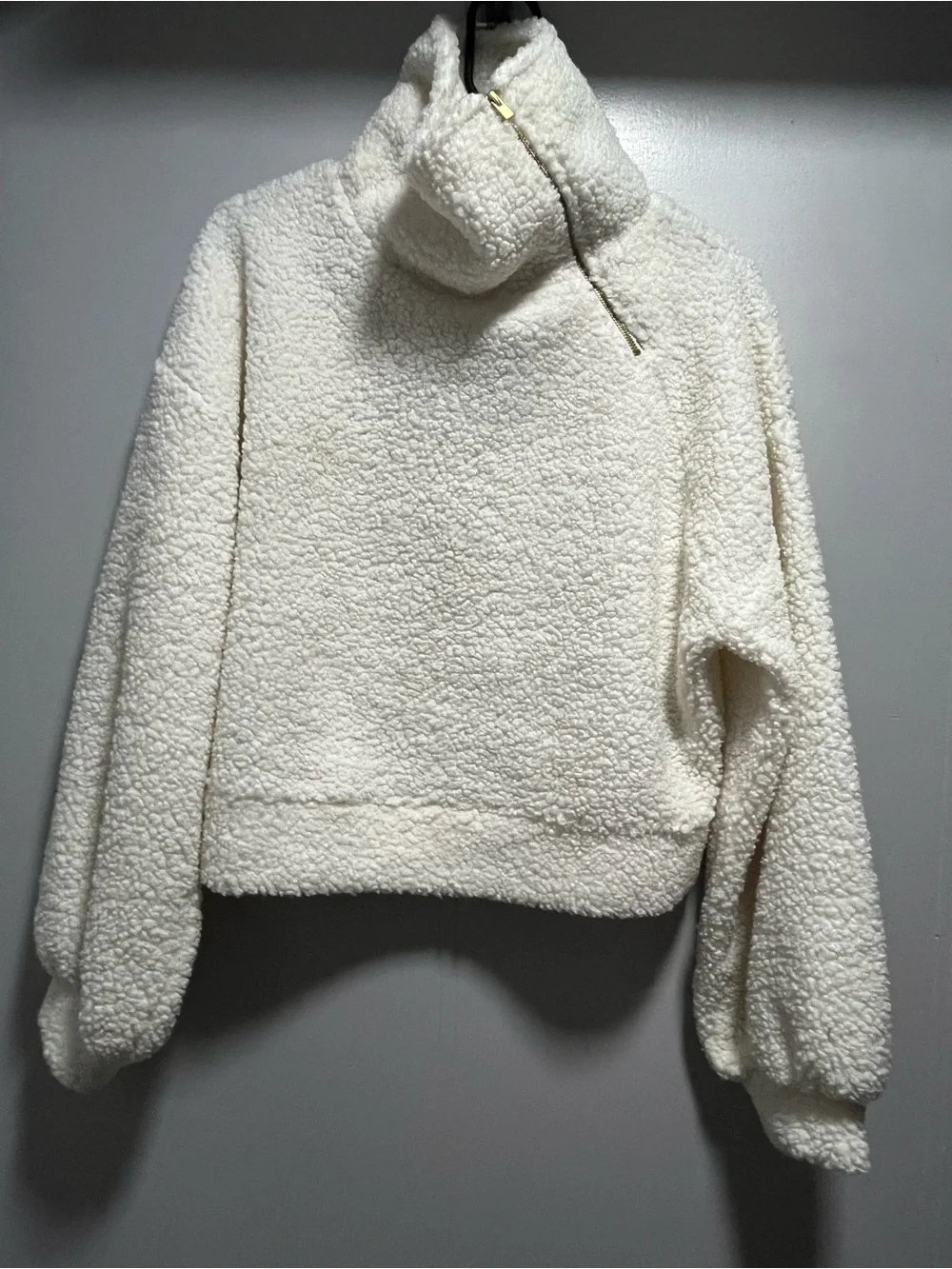 Express Cream Sherpa Zip-Neck Pullover